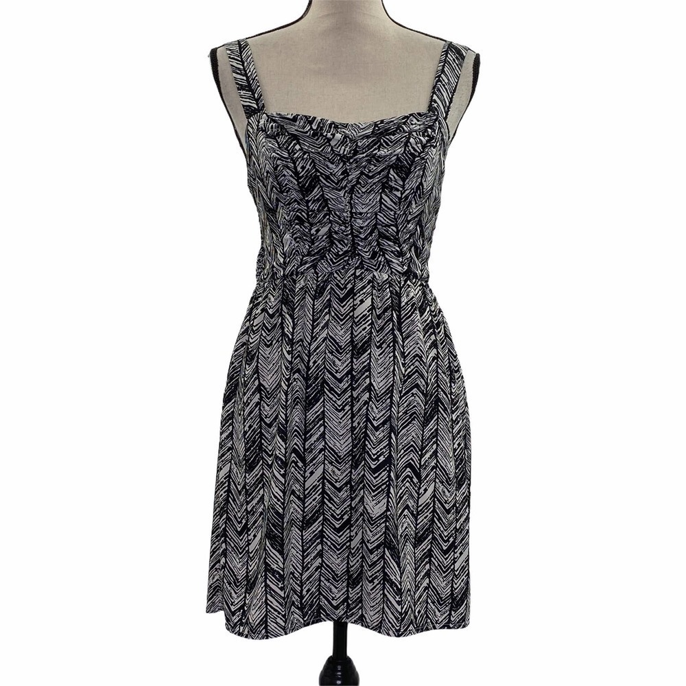 LOVE Reign Smocked Black White Mini Dress Small